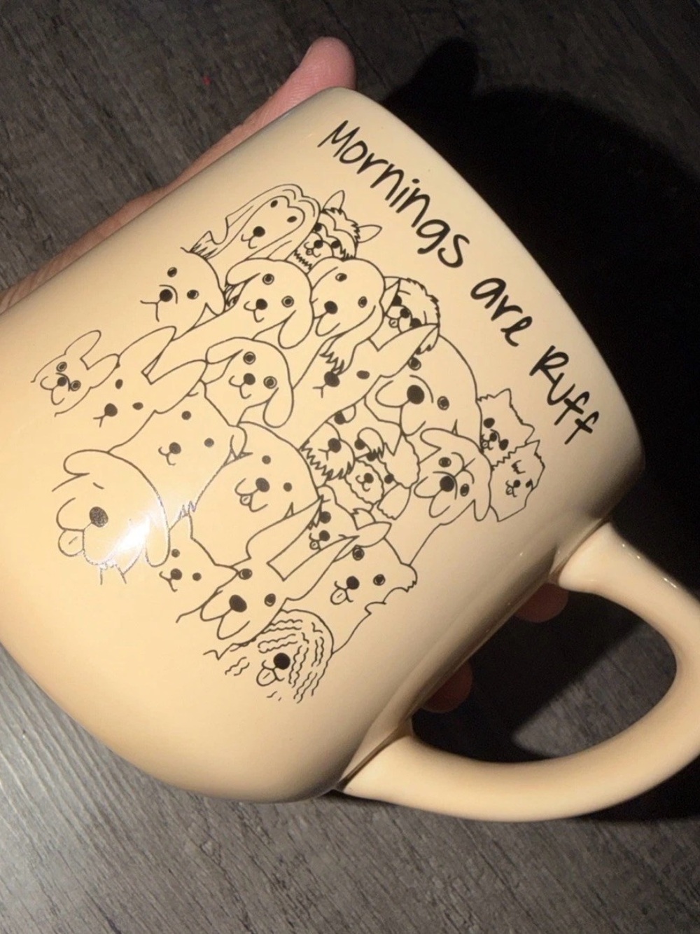 Mornings Are Ruff Beige Dog-Themed Ceramic Mug - Picture 2 of 4